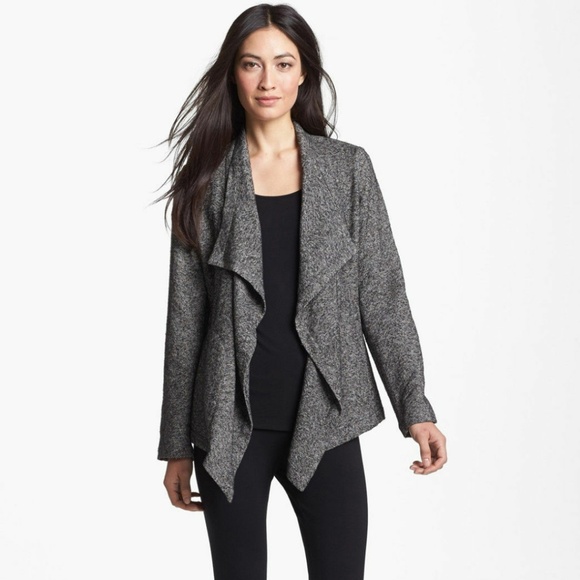 Eileen Fisher Sweaters - Eileen Fisher Charcoal Cascading Drape Cardigan